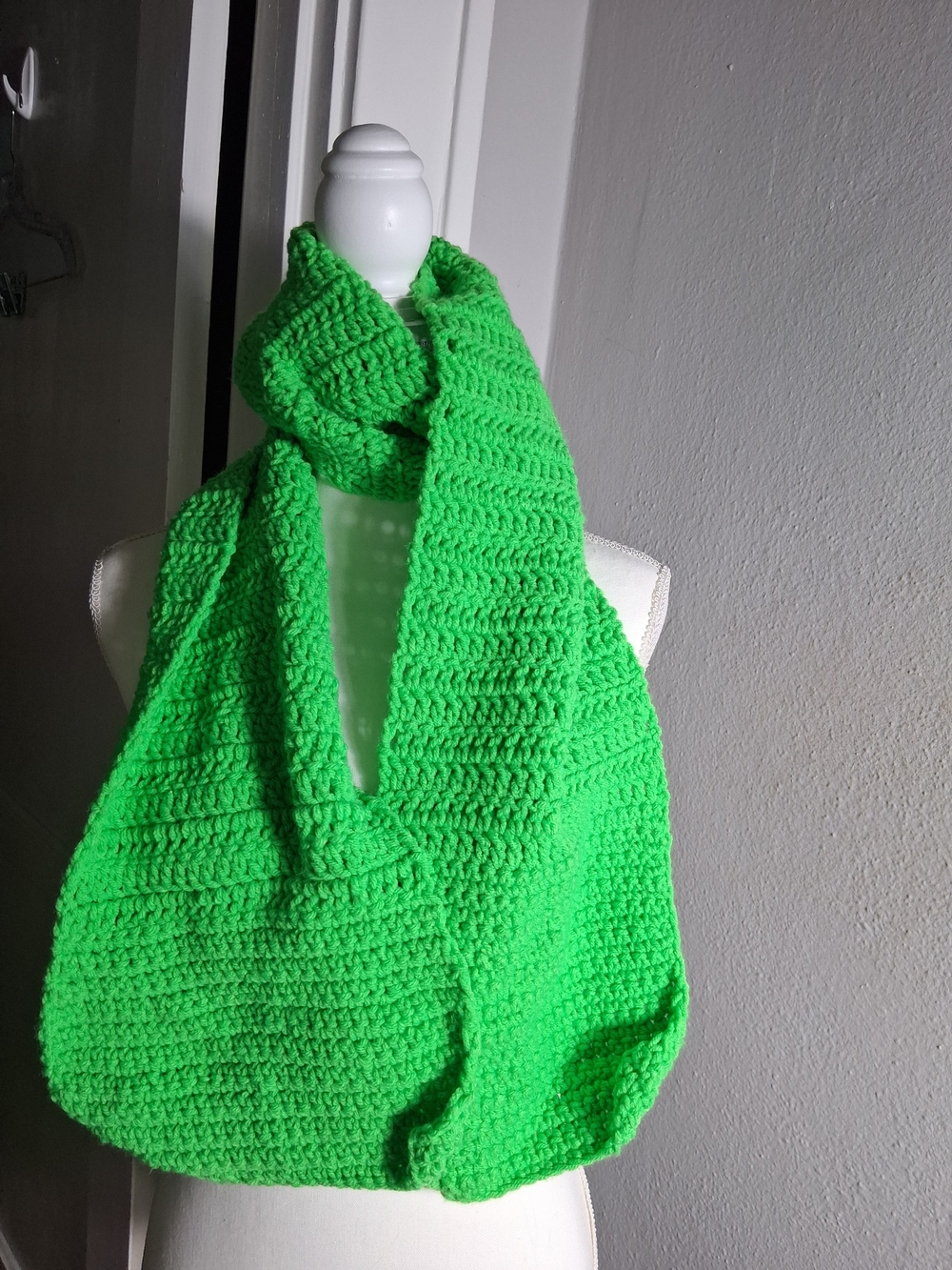 Hand Crafted Neon Green Crochet Scarf for Women